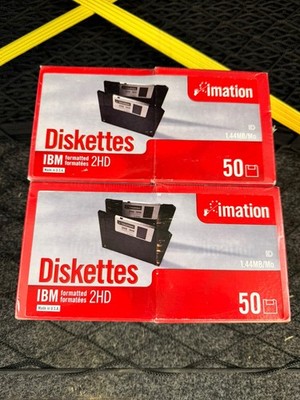 New Sealed Imation 3.5'' High Density Diskettes - IBM Formatted 1.44 MB - 50-Pack