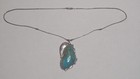 Navajo Signed H Tsosie (Herbert?) Sterling Silver Turquoise Pendant Necklace — photo 3