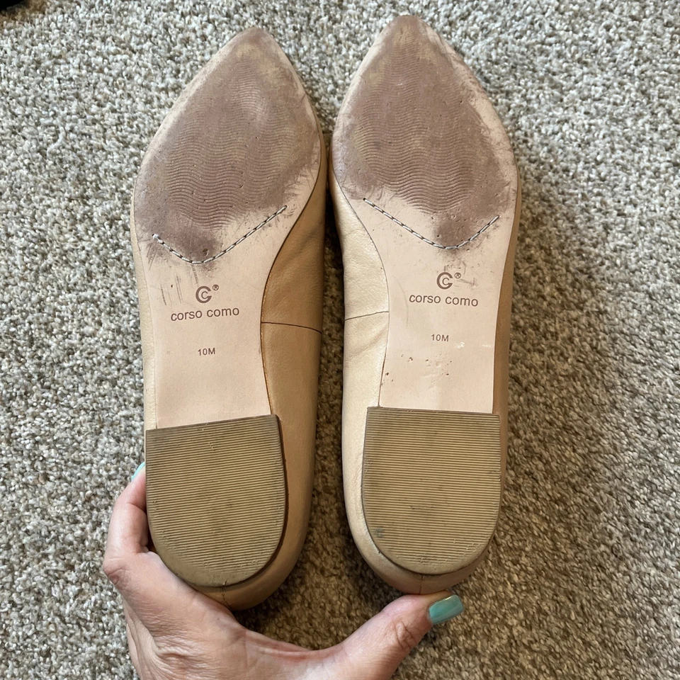 CORSO COMO Cuero Ballet Pisos Punta Punta Punta Sin Cordones Beige Talla 10 Foto 3 de 4