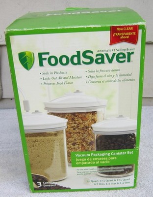 FOODSAVER VACUUM PACKAGING CONTAINER SET 3/4 qt, 1 1/2 qt, & 2 1/2 qt. Open Box