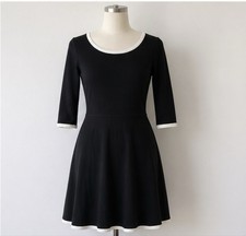 Talbots Black & White Sleeves Long Sheath Dress Womens XS Preppy Party