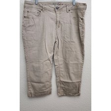 Faded Glory Tan Beige Capri 5 Pocket Jeans 16 Lightweight Belt Loops Flat Front