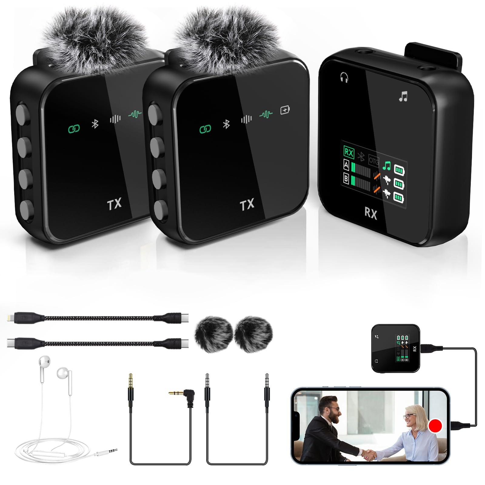 Wireless Lavalier Microphone for iPhone - Professional Video Recording Mic