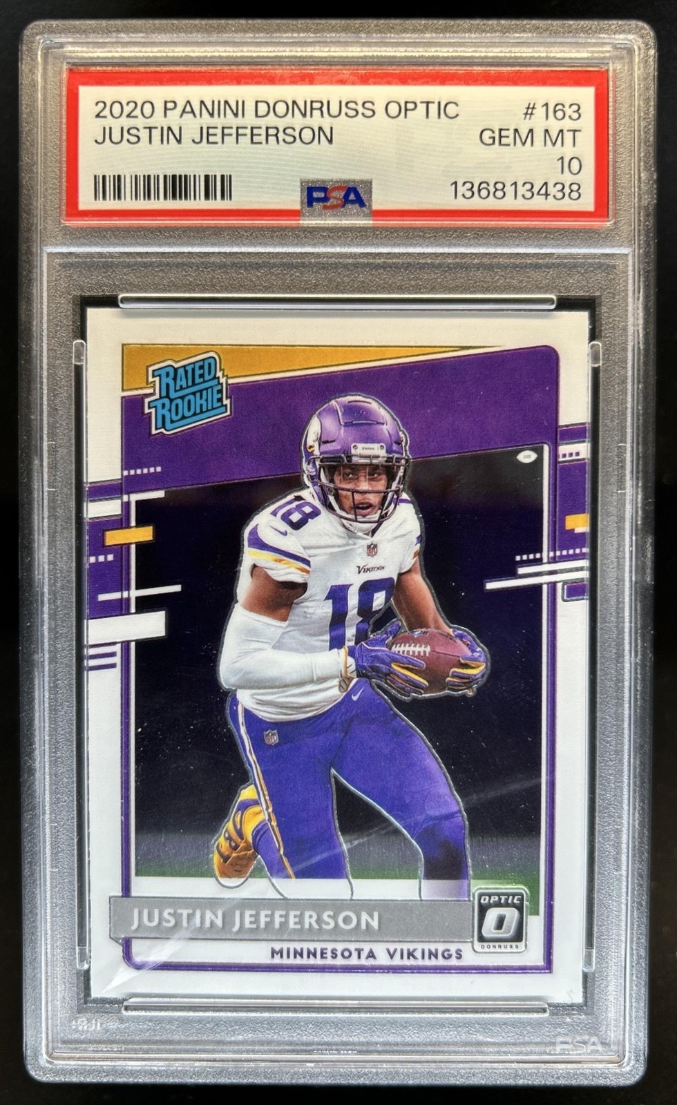 2020 Panini Donruss Optic Justin Jefferson Rookie RC #163 Vikings PSA 10