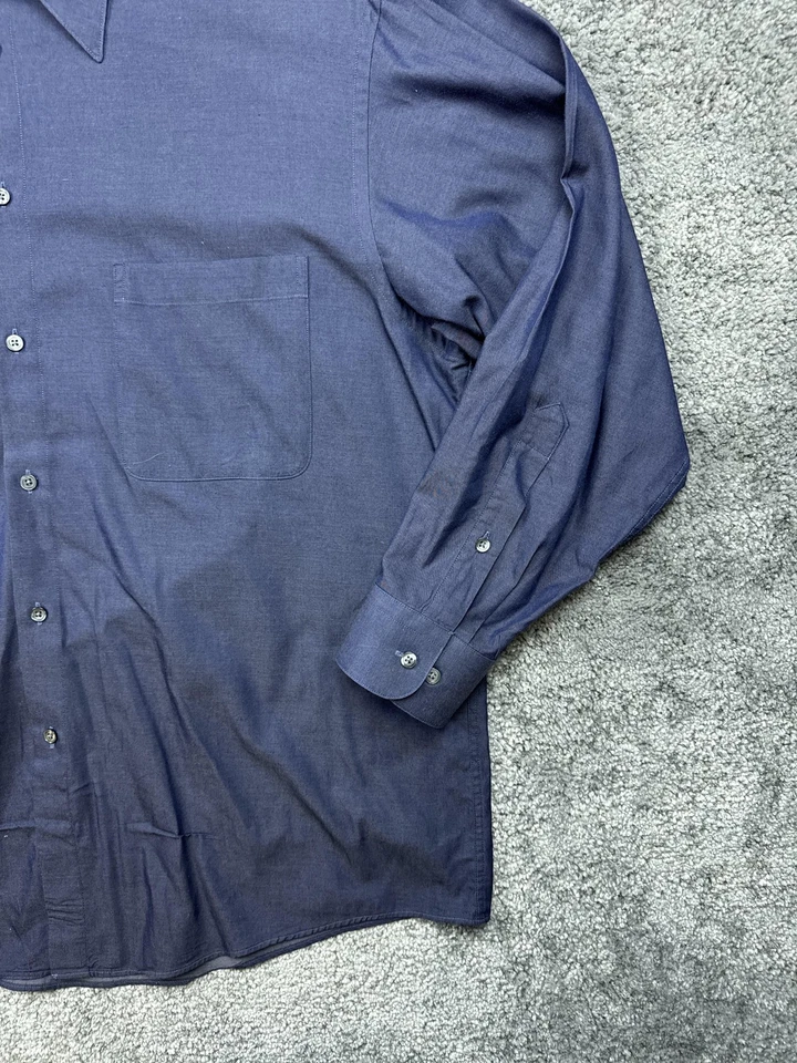Camisa Claiborne Para Hombres 16.5 2XL Azul Abotonada Manga Larga Bolsillo Algodón Vestido Foto 2 de 4