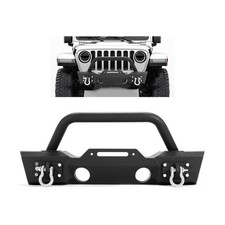 Ecotric Stubby Front Bumper Compatible With 2007-2024 Jeep Wrangler Jk Jl Gla...