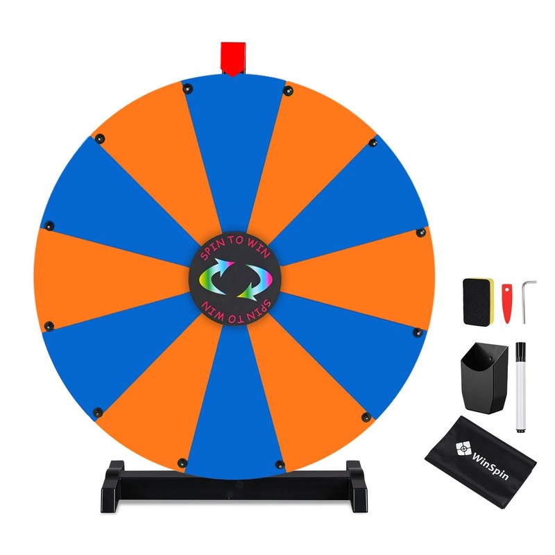 WinSpin 24" Tabletop Modular Prize Wheel w/ 12 PCS Backup Panels Blue Orange