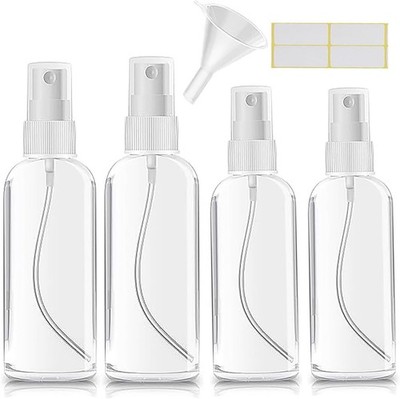 Mini Spray Bottles 4 Pack Empty Travel Plastic for Perfume Cosmetics