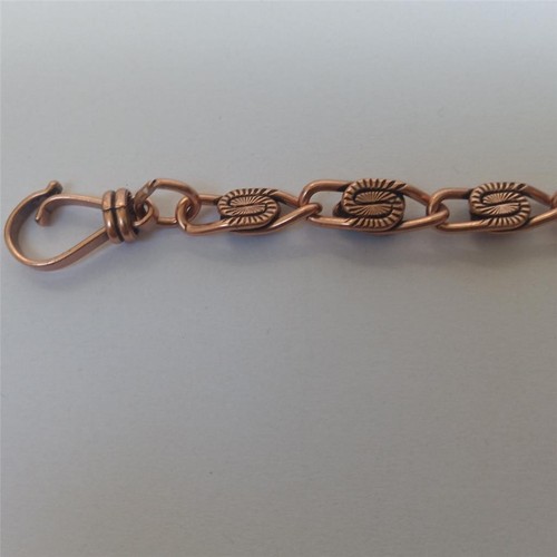 Vtg Copper Turquoise S Chain Link Bracelet 8" Signed SA Dog Clip Clasp 5 Stones - Picture 10 of 13
