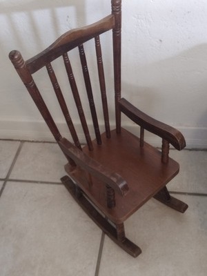 Vintage Wooden Rocking chair for Doll / Small Armchair for Teddy Bear
