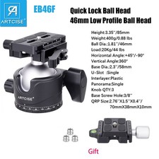 46mm Low Profile Tripod Head Panoramic Ball Head with Lever Release Clamp