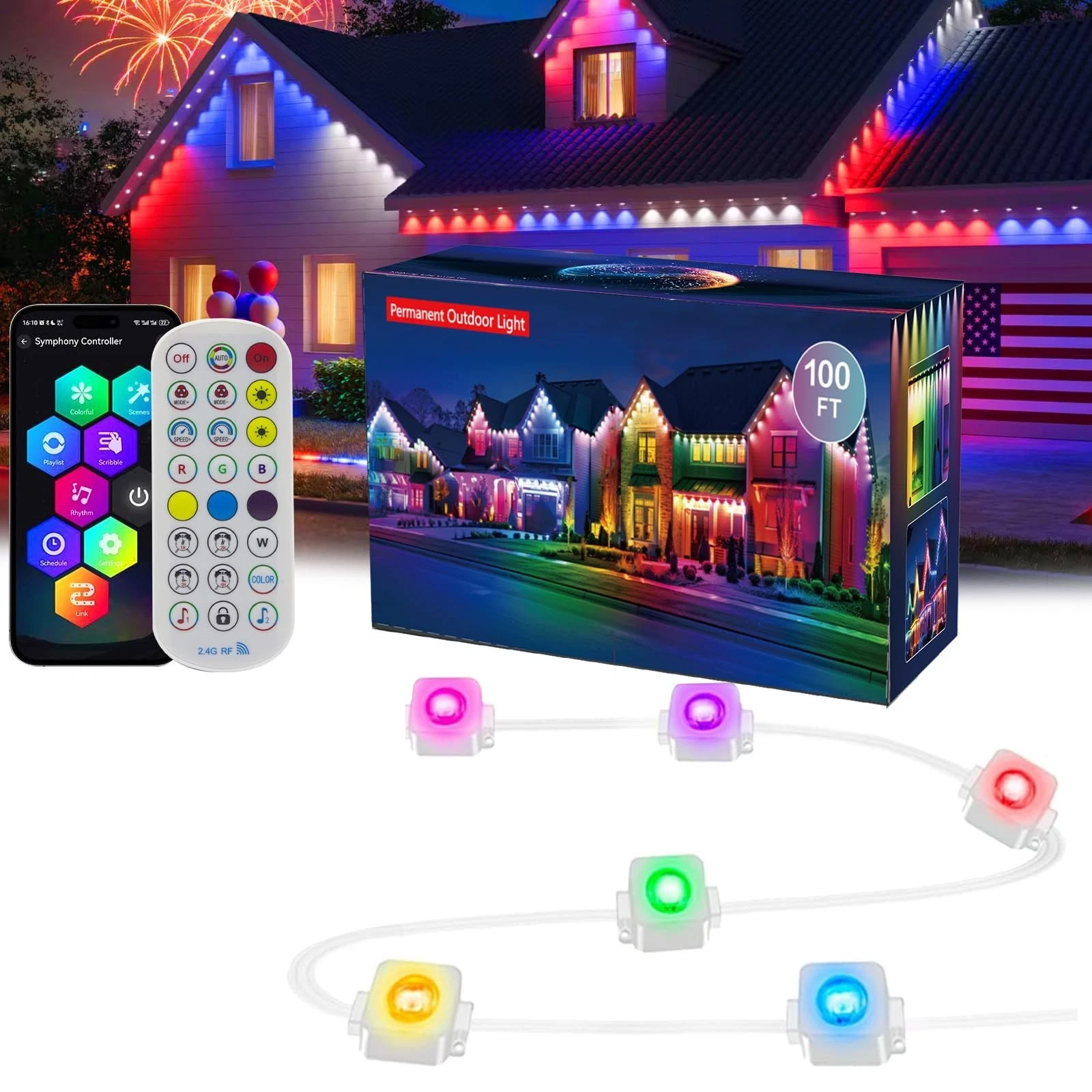 Permanent Outdoor Lights Smart RGB LED for All Holiday Decor Decorations Ligh...