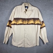 Vintage Wrangler Western Cowboy Shirt Mens L/XL Horses Graphic Pearl Snap Rodeo