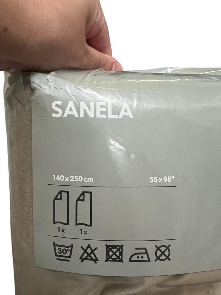 Ikea SANELA Velvet Curtain Room Darkening 2 Panels 1 Pair Light Brown 55" x 98" - Image 2 of 4