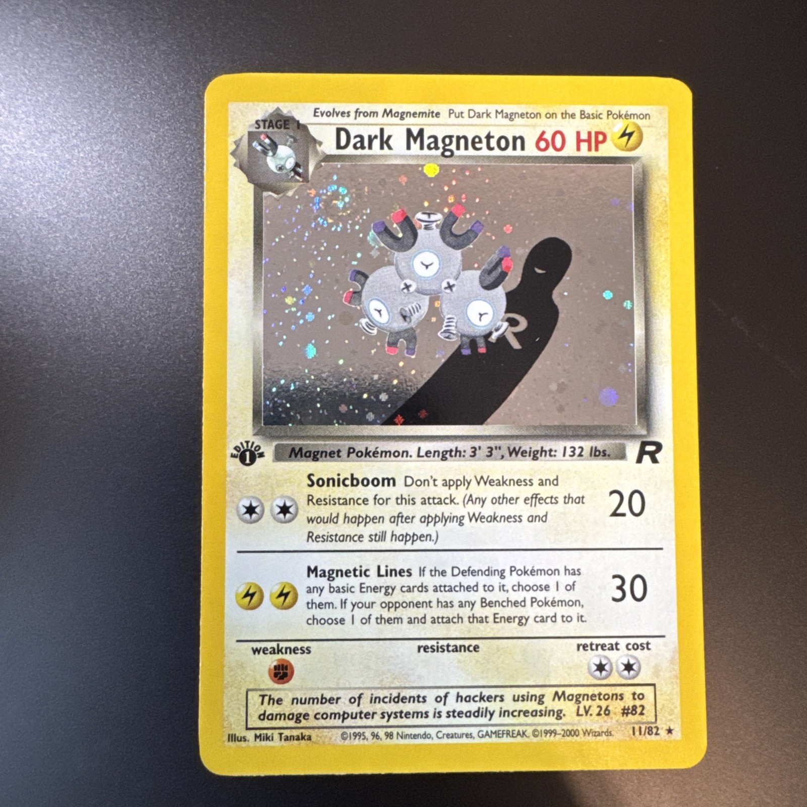 1st Edition Dark Magneton Holo Rare Pokemon Team Rocket 11/82 WOTC NM - Swirl
