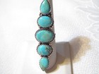 FABULOUS RETRO 2 1/4" LONG GENUINE TURQUOISE STERLING SILVER RING - SZ 8 - 11.1G — photo 8