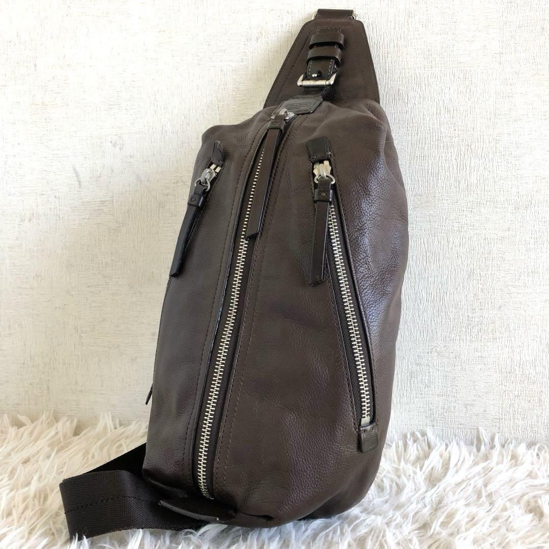 COACH Thompson Leather Sling Bag Brown Crossbody Shoulder Bag Japan Import