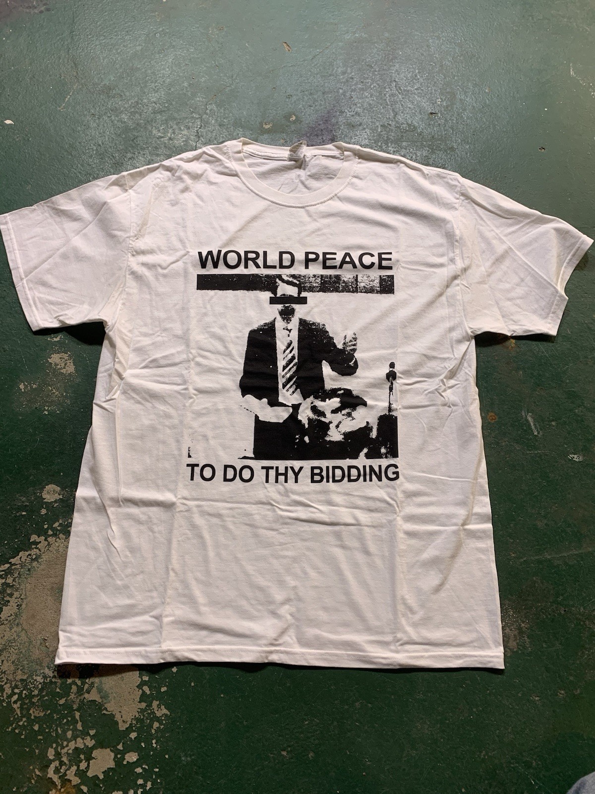 World Peace Hardcore Band Graphic T-Shirt Black White Size XL