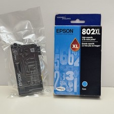 EPSON GENUINE 802XL CYAN  802 CYAN INK NO RETAIL BOX , Lot of 2