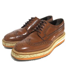 PRADA Prada Wingtip Platform Shoes Derby Shoes Size 37 Camel Brown Women USED