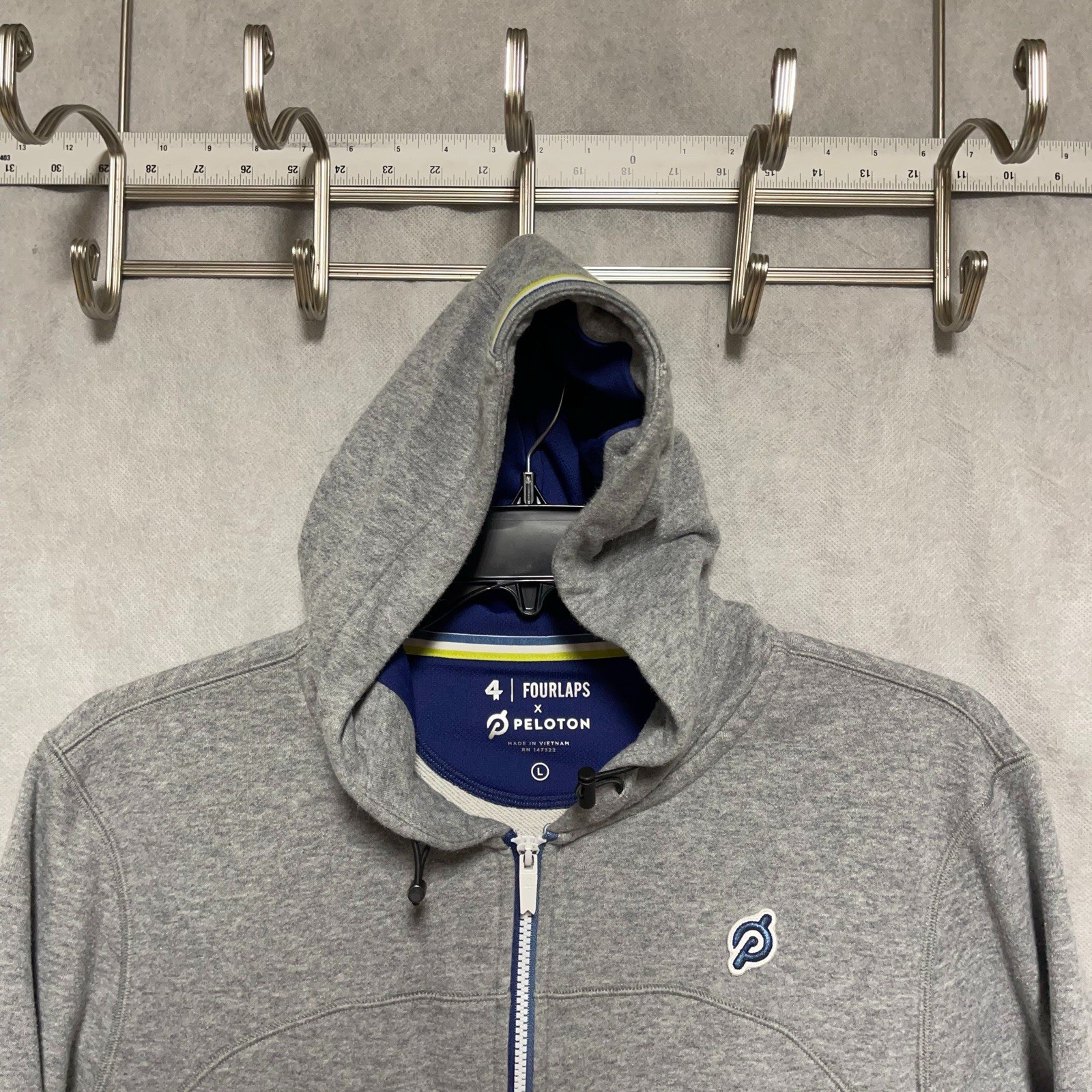 Peloton Fourlaps Jacket Men L Gray Full Zip Hoodie Sweatshir