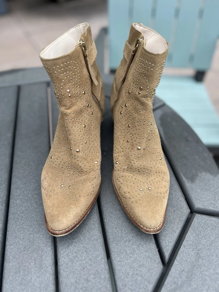 Womens Cowboy Bootie 9 Size Leather Western Cowgirl Short Boots - Image 3 of 4