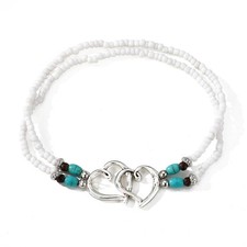 IQIC Ankle Bracelets for Women Waterproof Elastic, Silver White Anklets