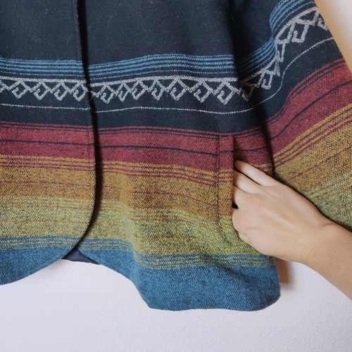 Billabong Designers Closet Wool Blend Colorful Aztec Pea Coat Large Southwestern - Picture 6 of 12