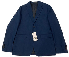 NWT ZARA Men's Blazer Wool Blend 2 Button Classic Lined Sz US42 EU52 Navy
