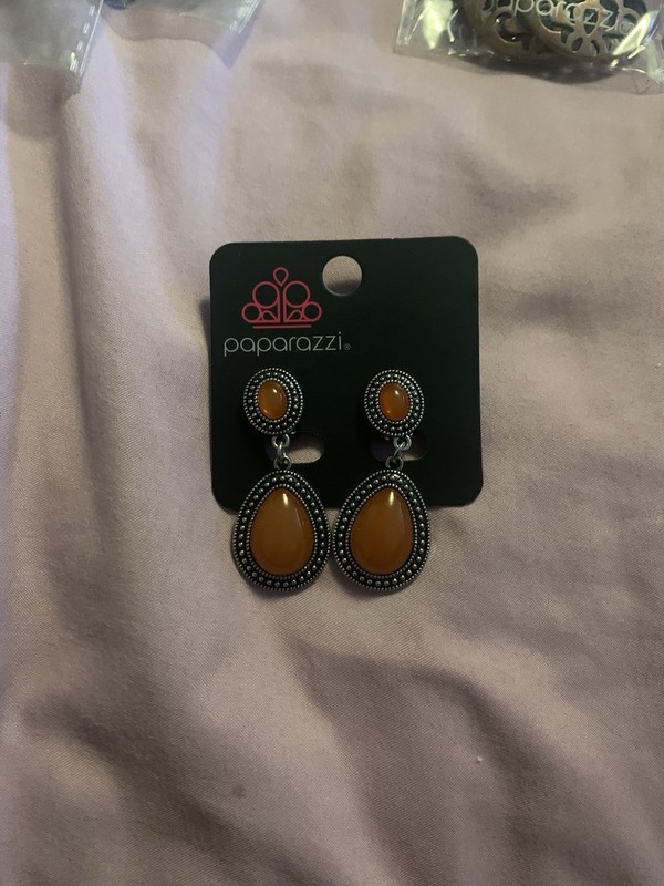 Paparazzi Earrings - Carefree Clairvoyance - Orange Clip On