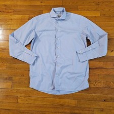 Men's Eton Blue White Contemporary Dress Shirt Neck 16