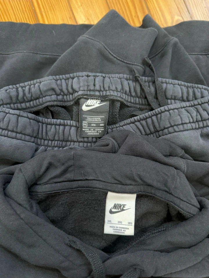 耐克运动装抓绒黑色运动服连帽衫和裤子慢跑裤套装尺寸 3XL — 第 3/3 张图片
