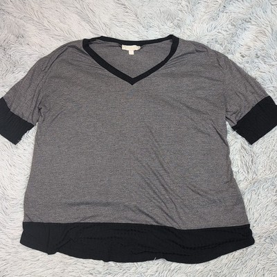 Weekend Suzanne Bestro Shirt Womens 1X Gray Tee Stretch Casual Comfort 