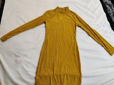 PrettyLittleThing Women's Golden Long Sleeve Sheer Dress Size 6