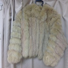 Saga Fox Real Fur Coat Womens Beige Relaxed Fit One Size Luxury Warm