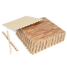 12 Pieces EVA Foam Floor Interlocking Tile Mat w/ Natural Wood Grain
