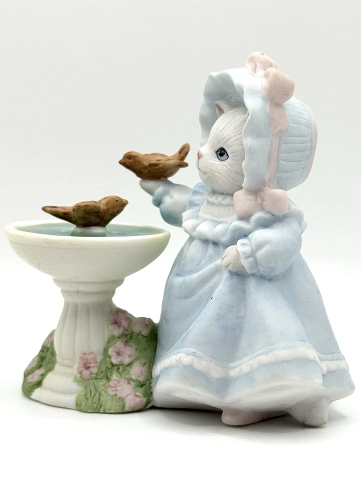 1992 Schmid Kitty Cucumber Bird Bath Vintage Porcelain Figurine - Image 2 of 4
