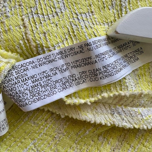 Zara Girls Yellow Cream Silver Metallic Boucle Sleeveless Floral Dress 9/10 - Picture 10 of 11
