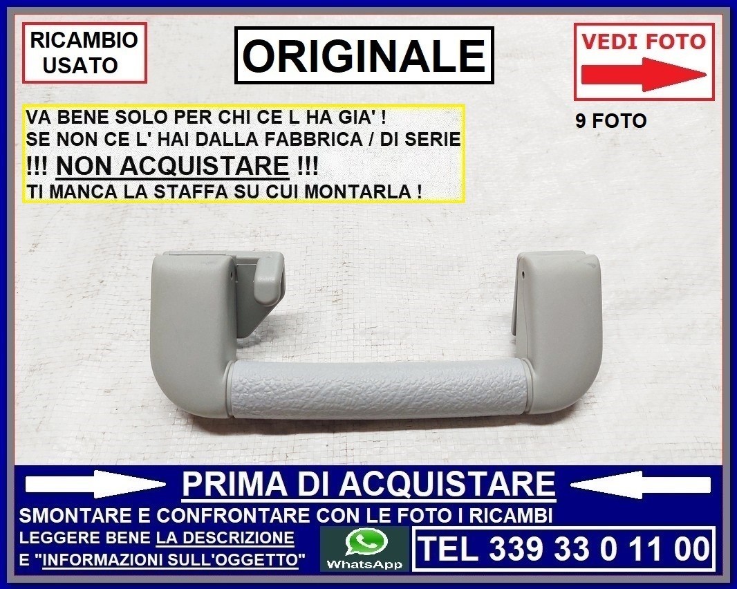 MANIGLIA APPIGLIO SOTTO TETTO grigia PIEGHEVOLE FIAT PANDA 2 mod 169 2003-2012