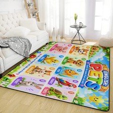 Kids Educational Learning Play Mat Animal Words Numbers Alphabet Floor Rug