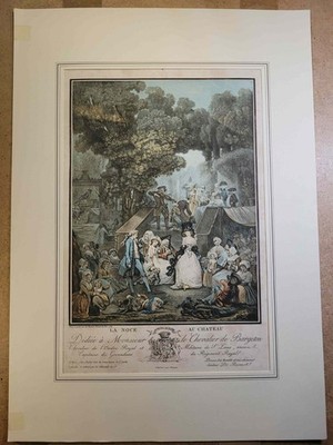 Rare 1789 Color Aquatint La Noce au Chateau Original DEBUCOURT  45cm Fine Print