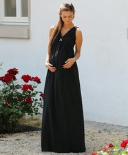 Maxi maternity dress evening dress chiffon black 34 36 38 40 42 New