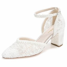 Bridaluxe 6186 Women&rsquo;s Closed Toe Wedding Shoes 2.56 Inch Block Heel Lace...