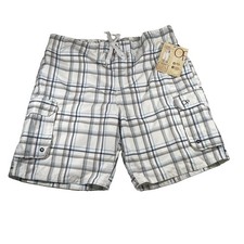 Y2K OP Ocean Pacific Mens E Board Shorts XL Swim Trunks Plaid NWT 2012 Cargo