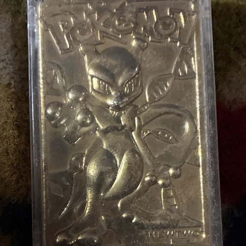 Pokémon 1999 McDonald's Mewtwo Silver Metal Trading Card Premium Toy Vintage