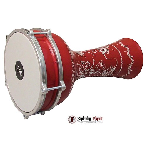 The ZAZA Percussion The 16'' Red Lotus Aluminum Darbuka Doumbek. - Picture 2 of 4