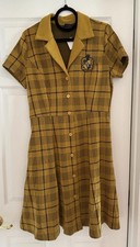 Universal Her Universe Harry Potter Hufflepuff House Yellow Plaid Dress Size XL