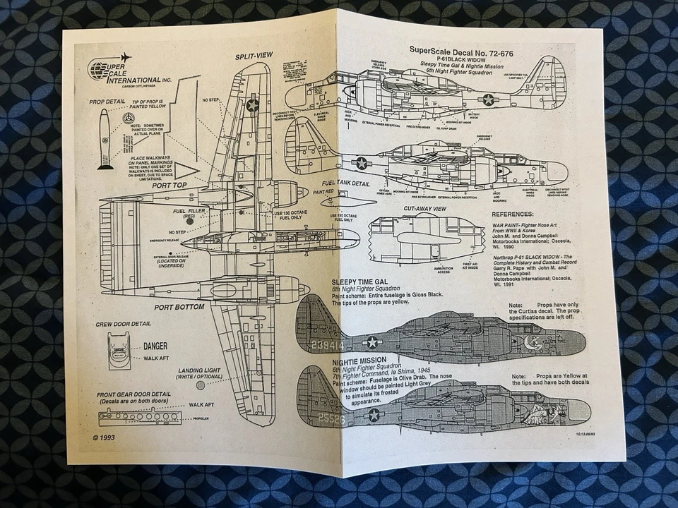 Calcomanías P-61 Black Widows Sleepy Time Gal, Nightie Mission 6th NFS -1/72 Foto 2 de 2