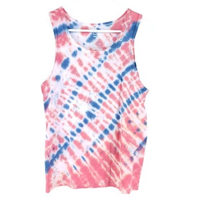 Tye Dye Tank Top Womens Size Small Red White Blue Pre Shrunk