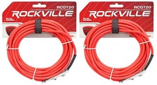 2 Rockville RCGT20R 20' 1/4" TS to 1/4'' TS Guitar/Instrument Cable